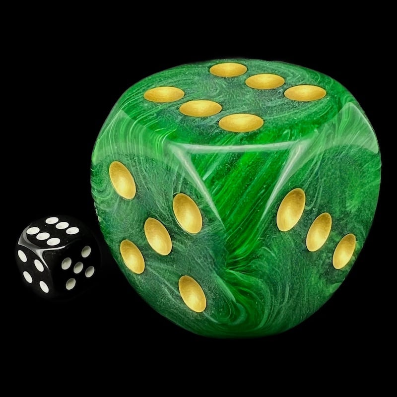 Chessex Vortex Green & Gold MASSIVE 50mm D6 Spot Dice