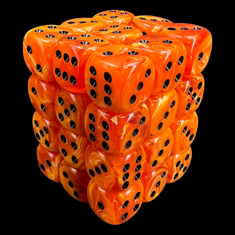 Chessex Vortex Orange & Black 36 x D6 Dice Set