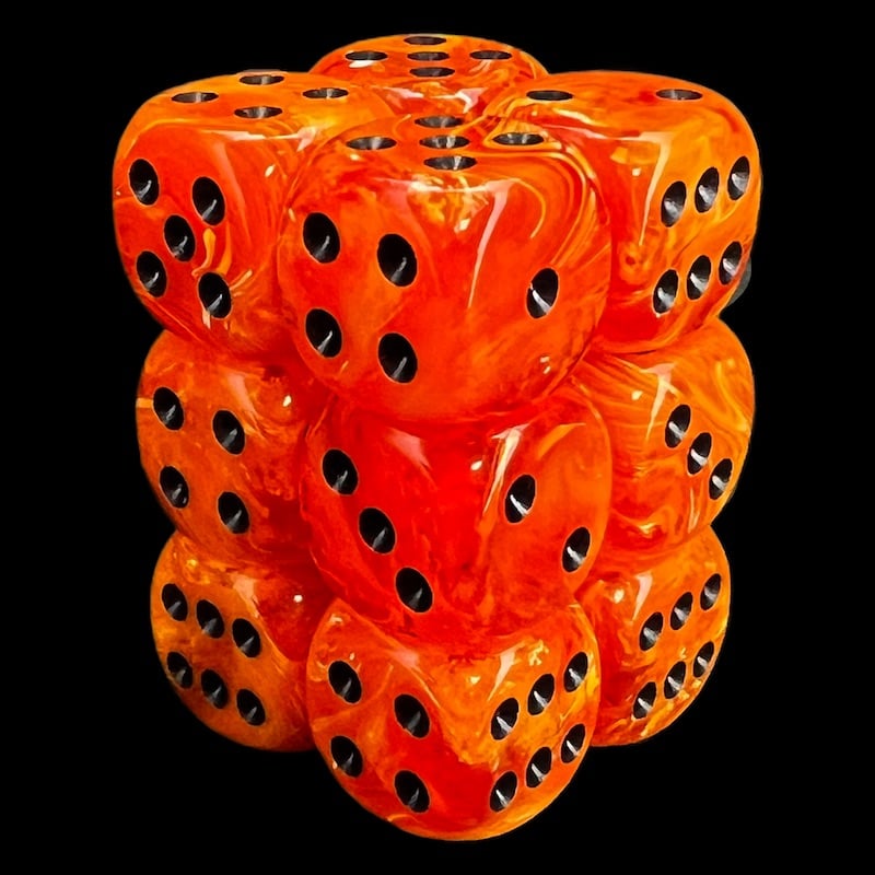 Chessex Vortex Orange & Black 12 x D6 Dice Set