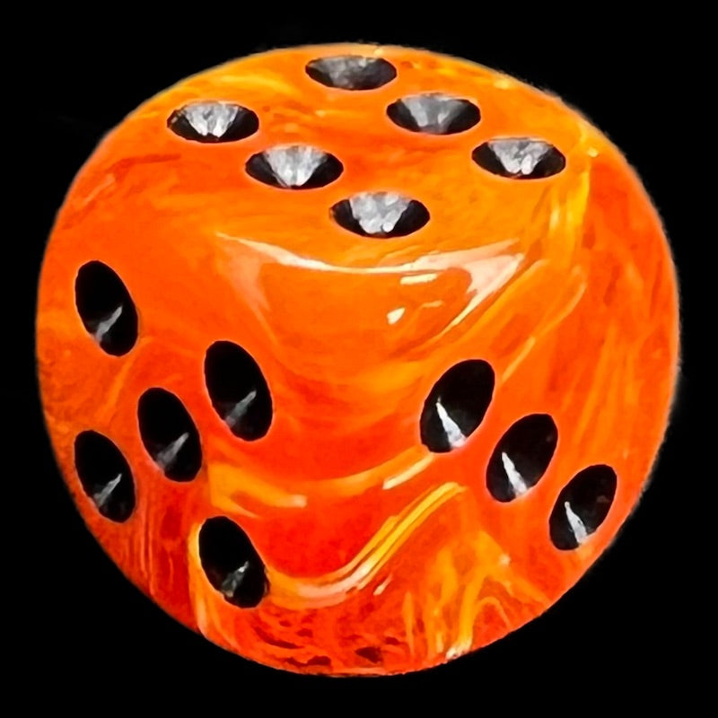 Chessex Vortex Orange & Black 16mm D6 Spot Dice