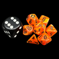 Chessex Vortex Orange & Black MINI-HEDRAL 7 Dice Polyset with Dice Cube