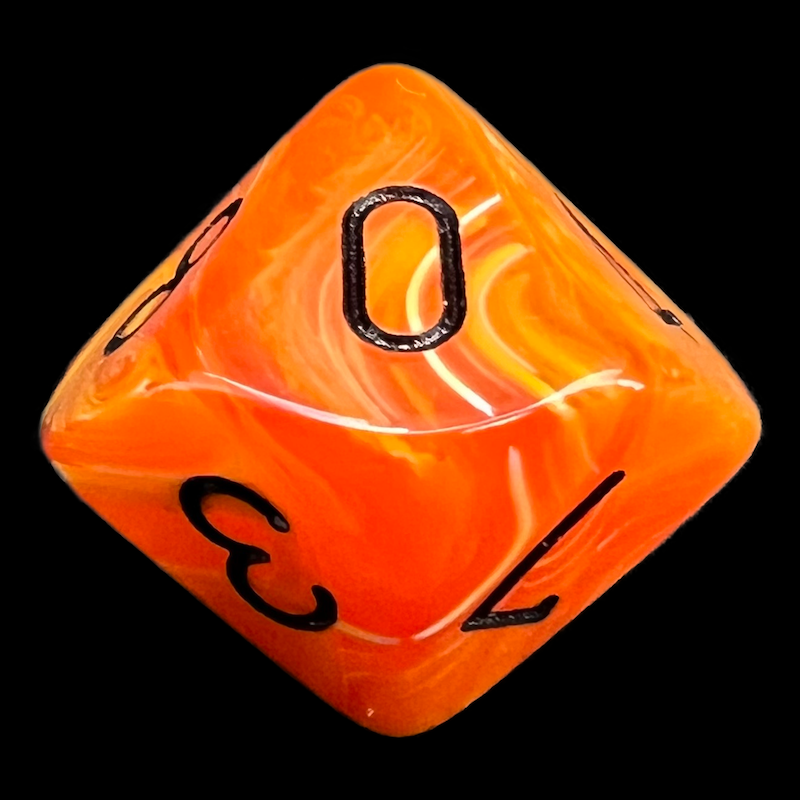 Chessex Vortex Orange & Black D10 Dice