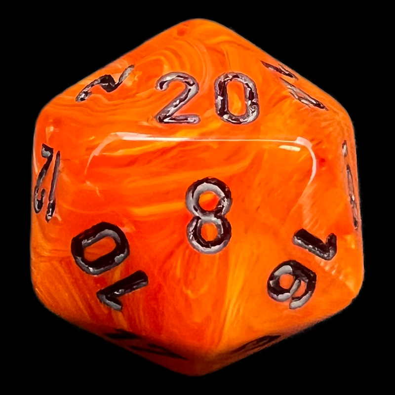 Chessex Vortex Orange & Black D20 Dice