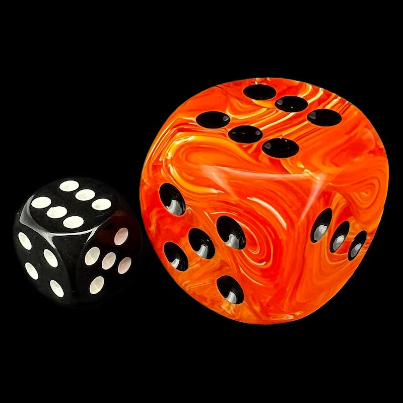 Chessex Vortex Orange & Black BIG 30mm D6 Spot Dice