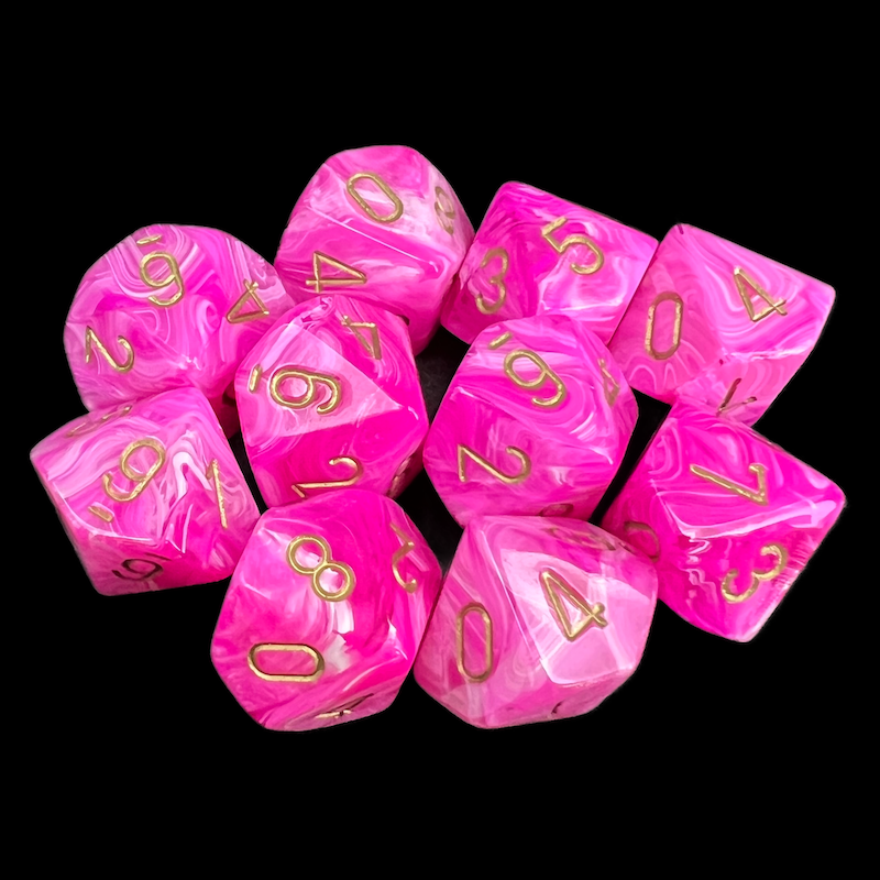 Chessex Vortex Pink 10 x D10 Dice Set - Discontinued