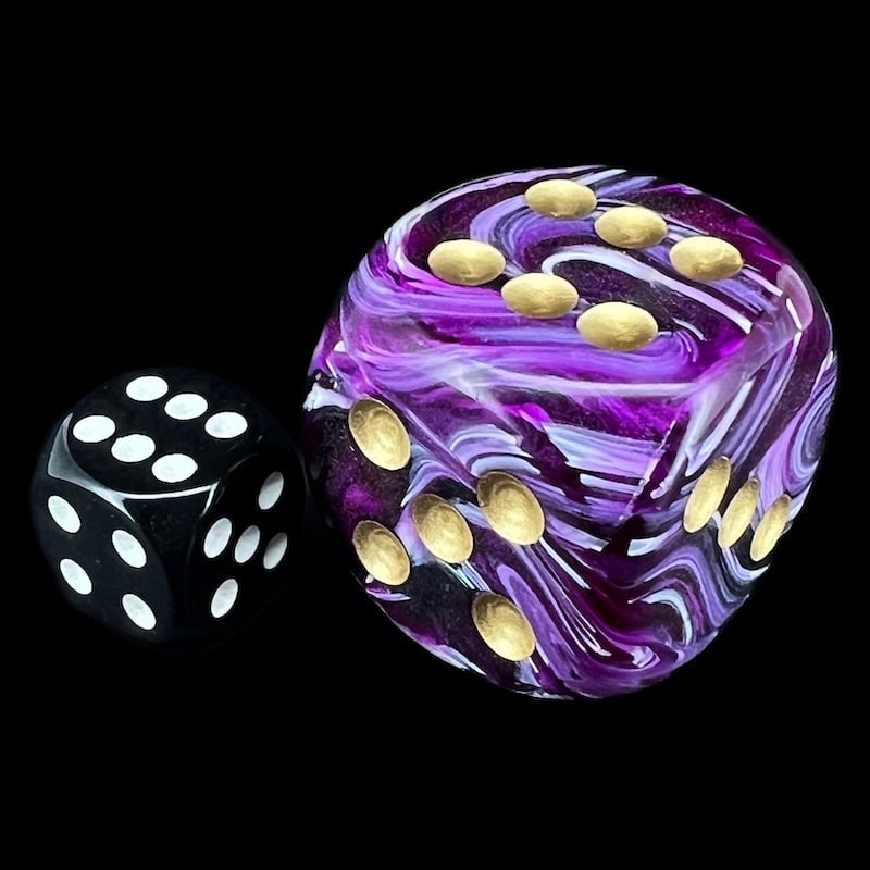 Chessex Vortex Purple & Gold BIG 30mm D6 Spot Dice