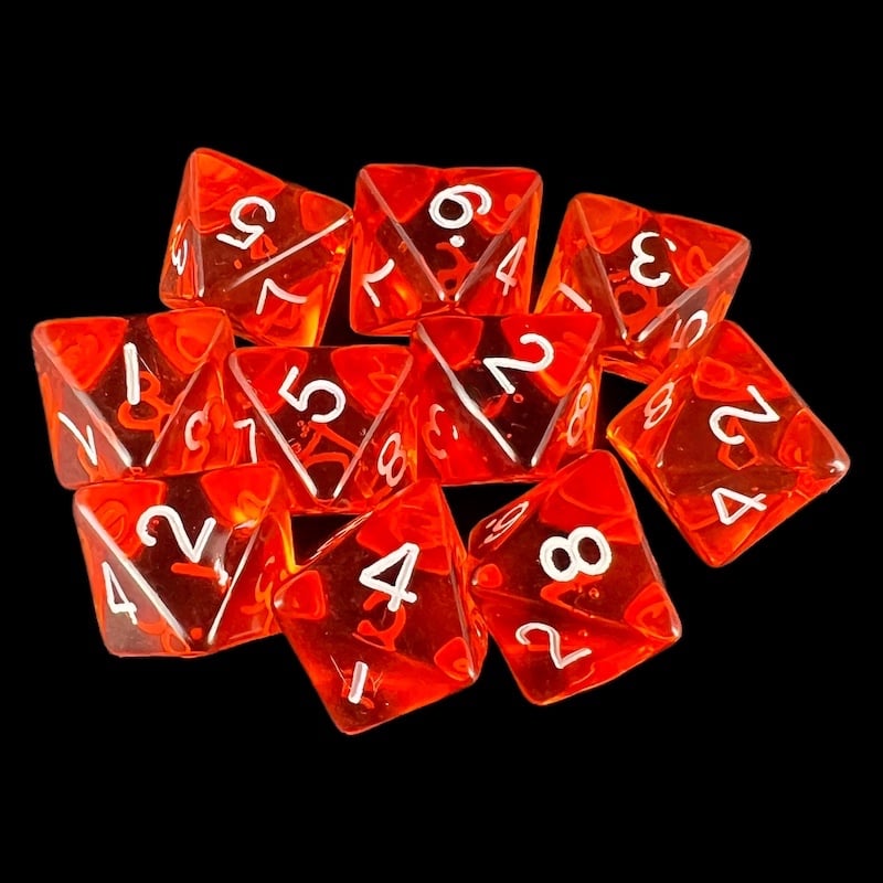 HALF PRICE CLEARANCE D&G Gem Orange 10 x D8 Dice Set - SECONDS