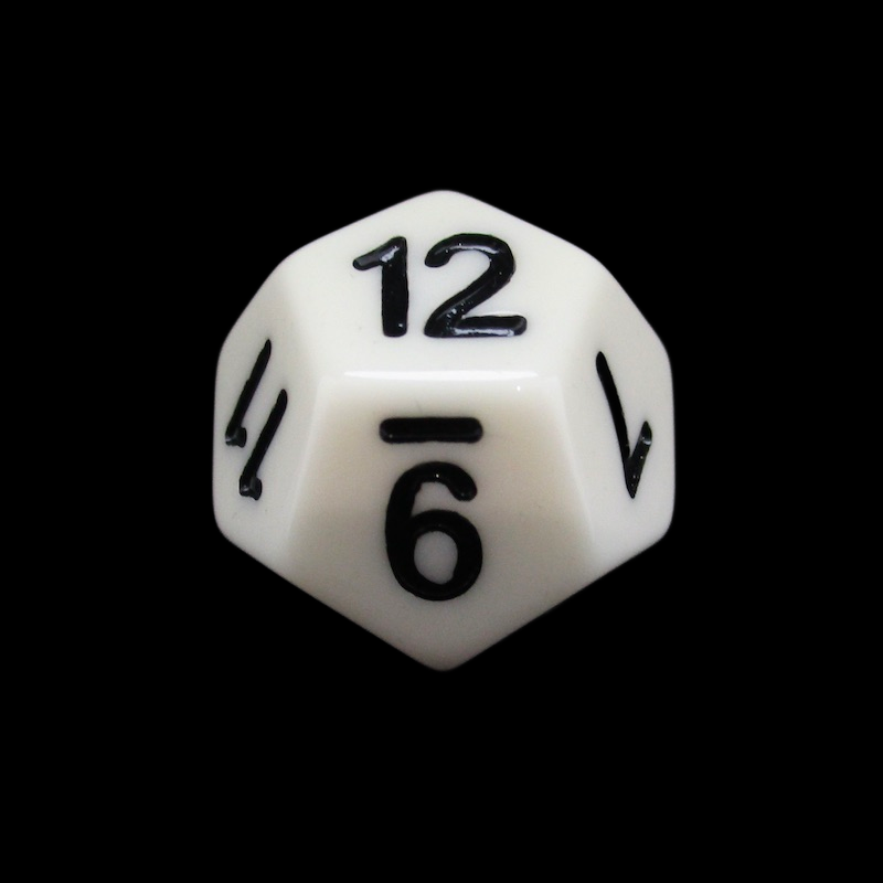 Impact Opaque White & Black D12 Dice - Discontinued