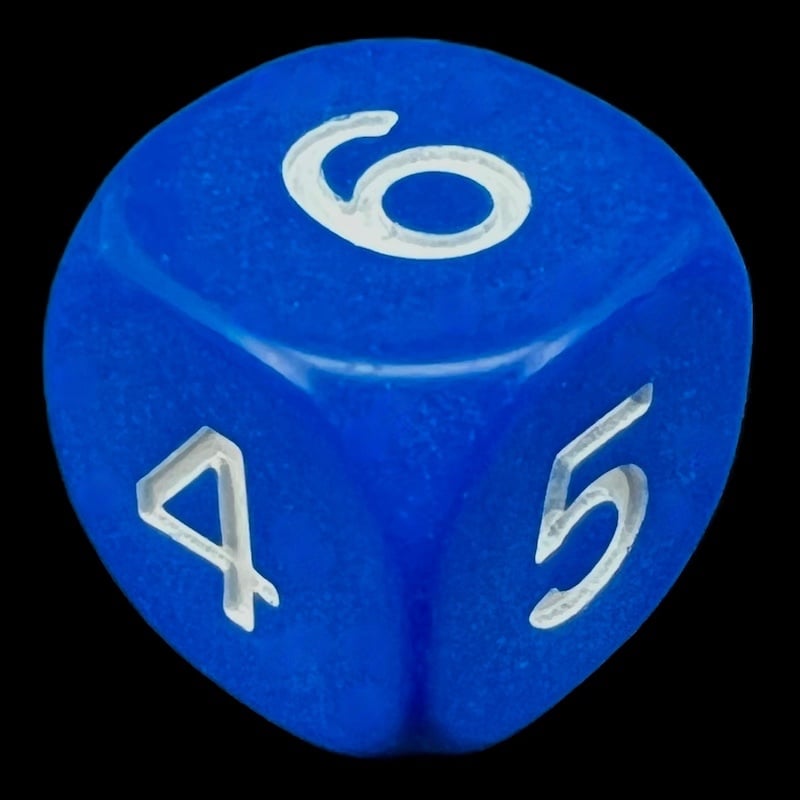 HALF PRICE CLEARANCE D&G Opaque Blue & White  Round Cornered 6 x D6 Dice Set