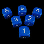 HALF PRICE CLEARANCE D&G Opaque Blue & White  Round Cornered 6 x D6 Dice Set