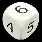 HALF PRICE CLEARANCE D&G Opaque White & Black Round Cornered 6 x D6 Dice Set
