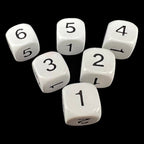 HALF PRICE CLEARANCE D&G Opaque White & Black Round Cornered 6 x D6 Dice Set