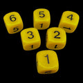 HALF PRICE CLEARANCE D&G Opaque Yellow & Black  Round Cornered 6 x D6 Dice Set