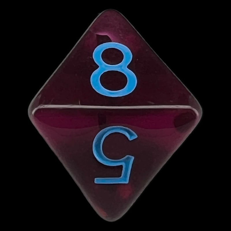 CLEARANCE Role 4 Initiative Translucent Dark Purple & Blue D8 Dice OOP COLOUR