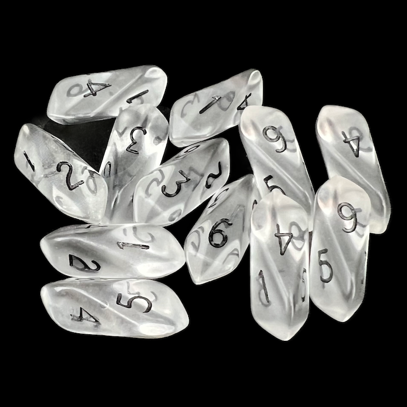 Crystal Caste Gem Clear 12 x D6 Dice Set