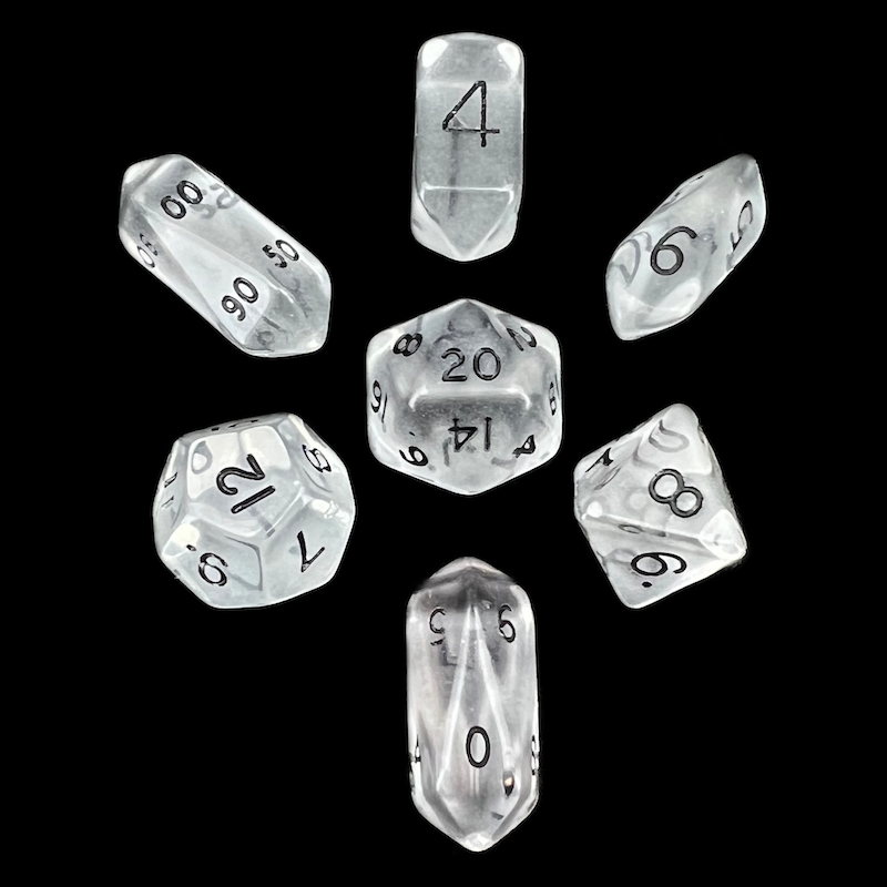 Crystal Caste Gem Clear Hybrid 7 Dice Polyset