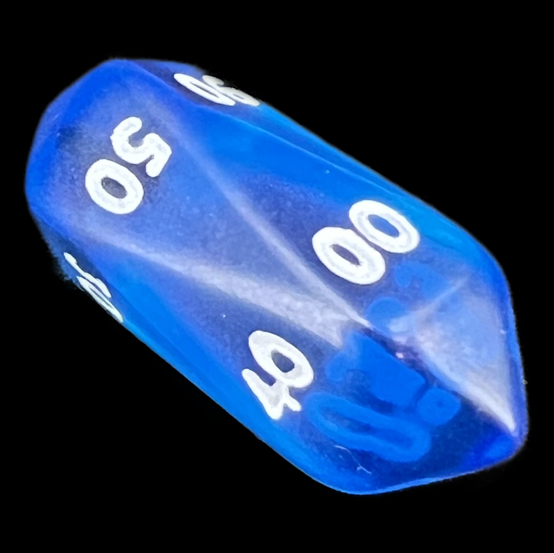 Crystal Caste Gem Bright Blue Percentile Dice