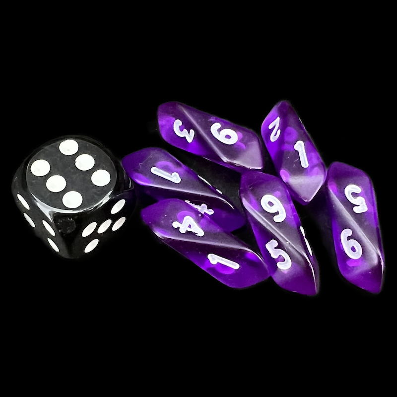 Crystal Caste Gem Purple MINI 6 x D6 Dice Set