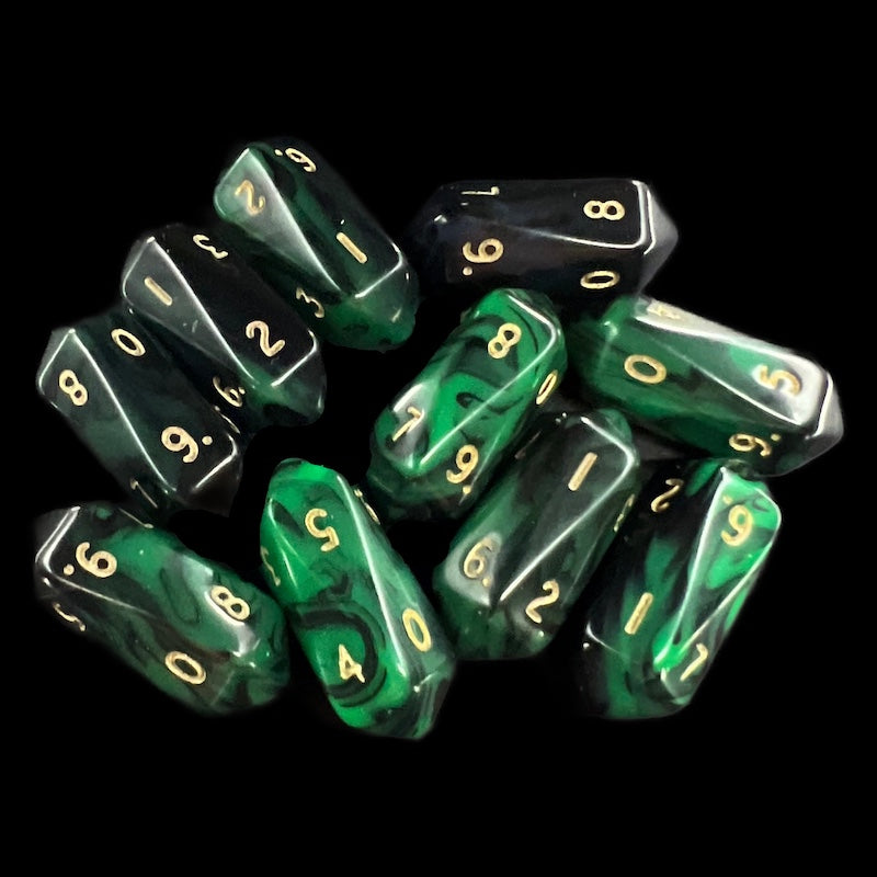 Crystal Caste Oblivion Green 10 x D10 Dice Set
