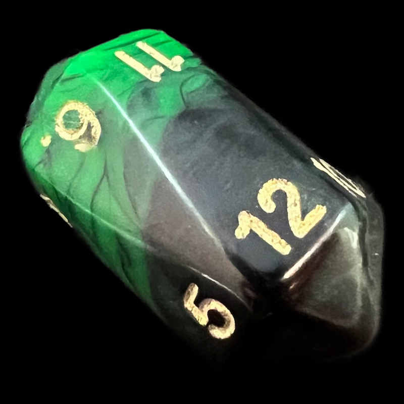 Crystal Caste Oblivion Green D12 Dice