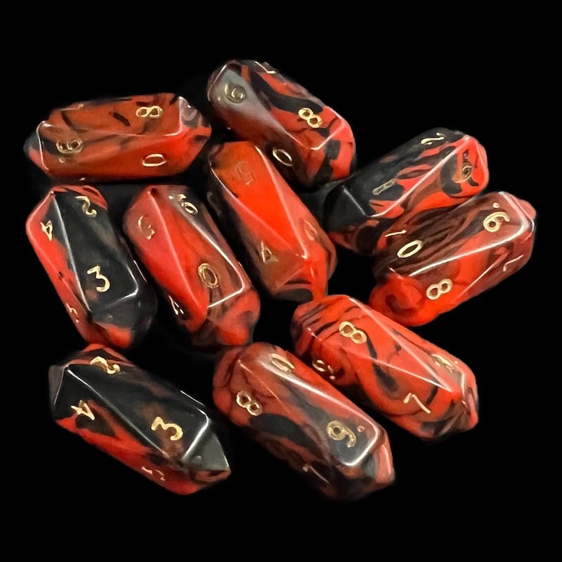 Crystal Caste Oblivion Red 10 x D10 Dice Set
