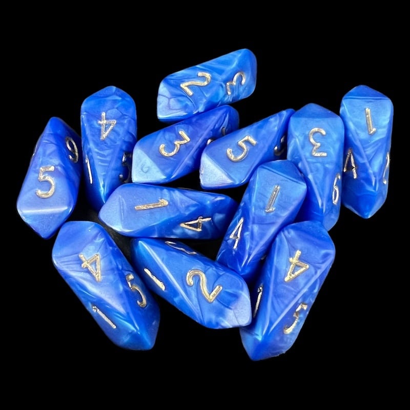 Crystal Caste Pearl Blue 12 x D6 Dice Set