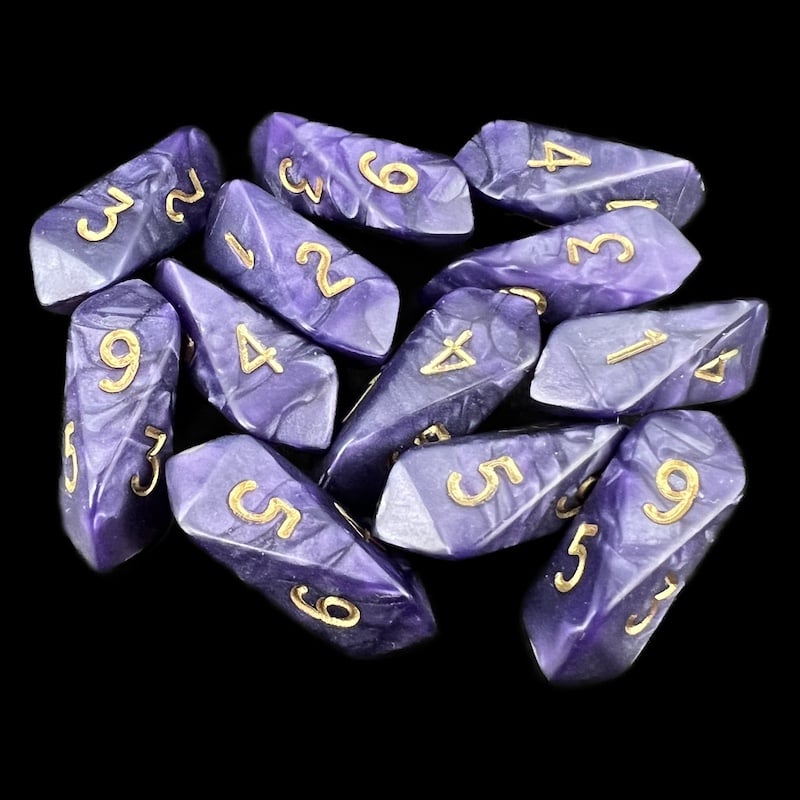 Crystal Caste Pearl Purple 12 x D6 Dice Set