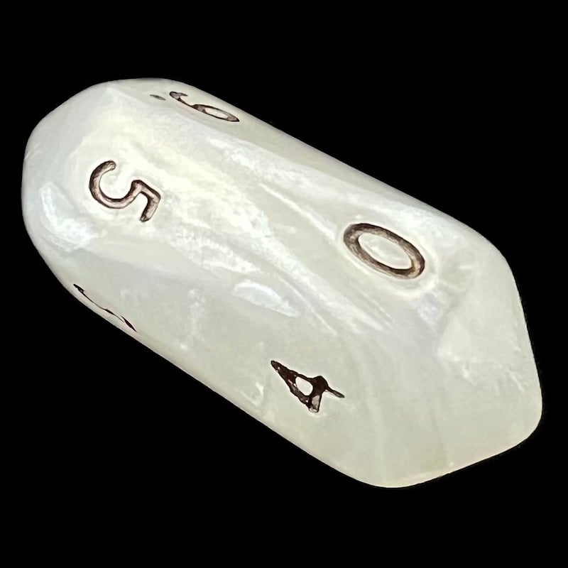 Crystal Caste Pearl White D10 Dice
