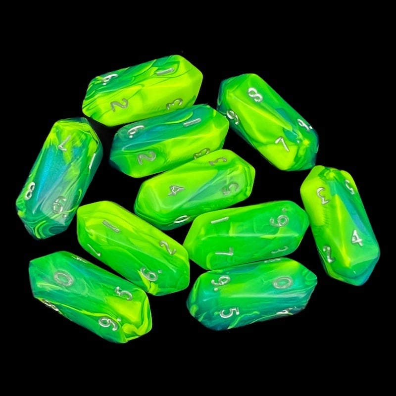 Crystal Caste Toxic Slime 10 x D10 Dice Set