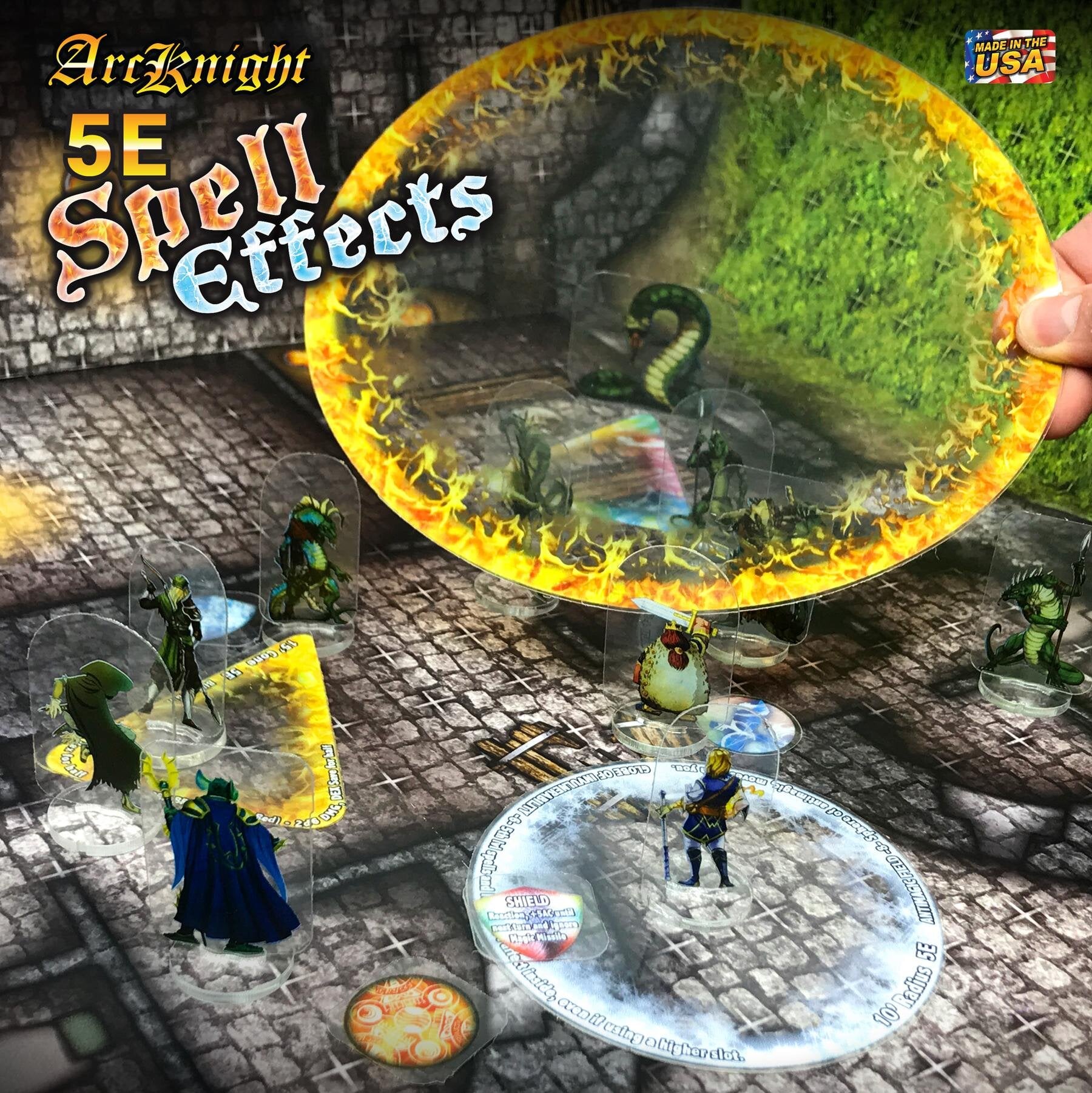 ArcKnight Flat Plastic Miniatures - 5E Spell Effects - 28 Templates