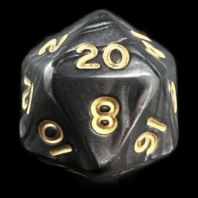 D&G Pearl Black & Gold D20 Dice