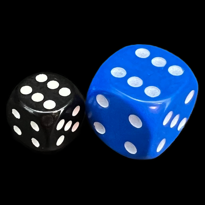 D&G Opaque Blue & White JUMBO 22mm D6 Spot Dice