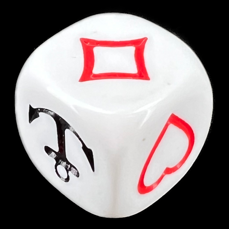 D&G Opaque White Crown and Anchor D6 Dice