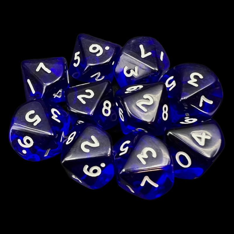 D&G Gem Blue 10 x D10 Dice Set