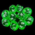D&G Gem Green 10 x D10 Dice Set