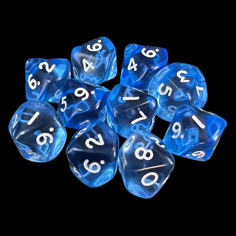 D&G Gem Light Blue 10 x D10 Dice Set