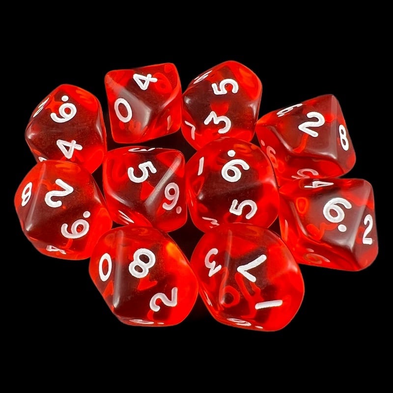D&G Gem Red 10 x D10 Dice Set