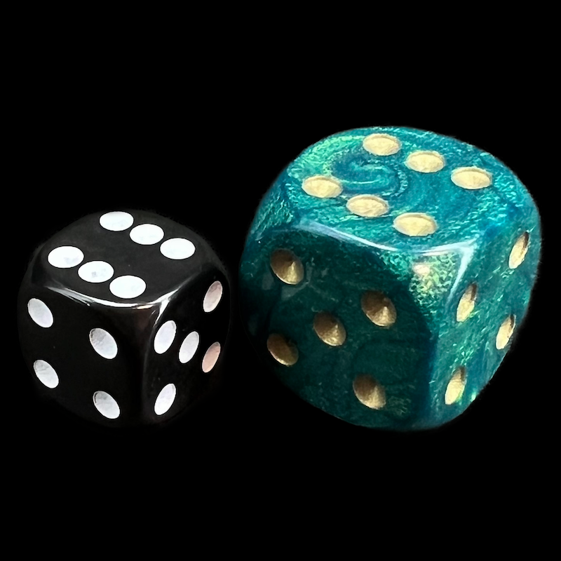 D&G Interferenz Green & Gold 22mm D6 Spot Dice