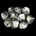 D&G Marble Black & White 10 x D10 Dice Set