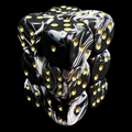 D&G Marble Black & White 12 x D6 Dice Set