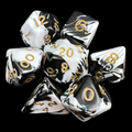 D&G Marble Black & White 7 Dice Polyset