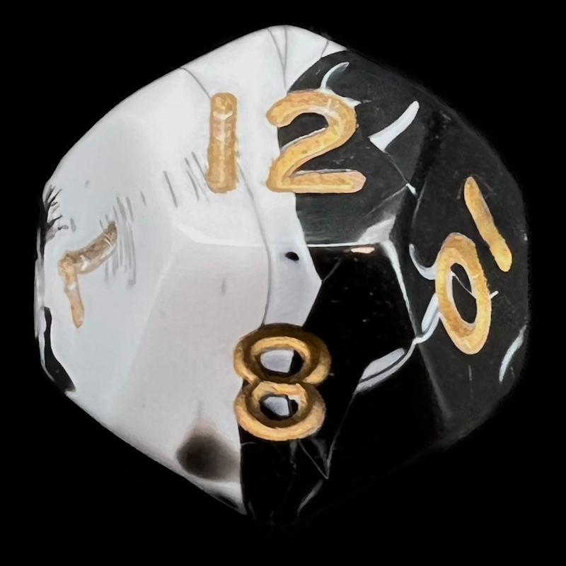 D&G Marble Black & White D12 Dice
