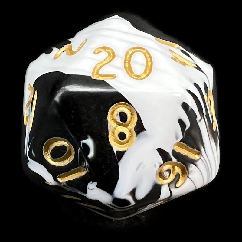 D&G Marble Black & White D20 Dice