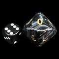 D&G Marble Black & White JUMBO 34mm D10 Dice