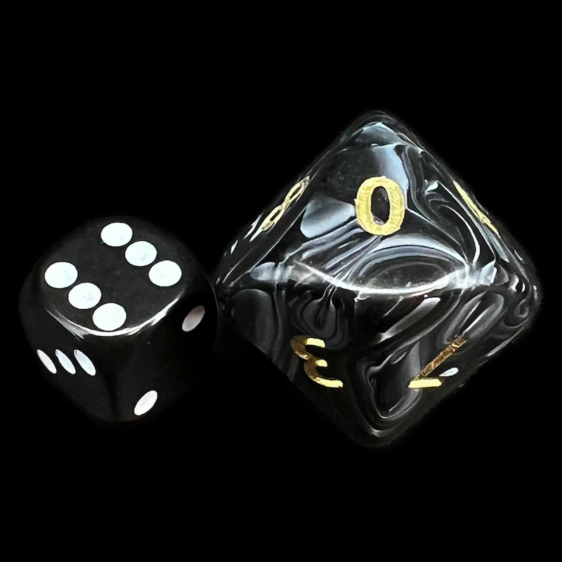 D&G Marble Black & White JUMBO 34mm D10 Dice