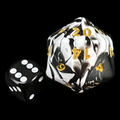 D&G Marble Black & White JUMBO 34mm D20 Dice