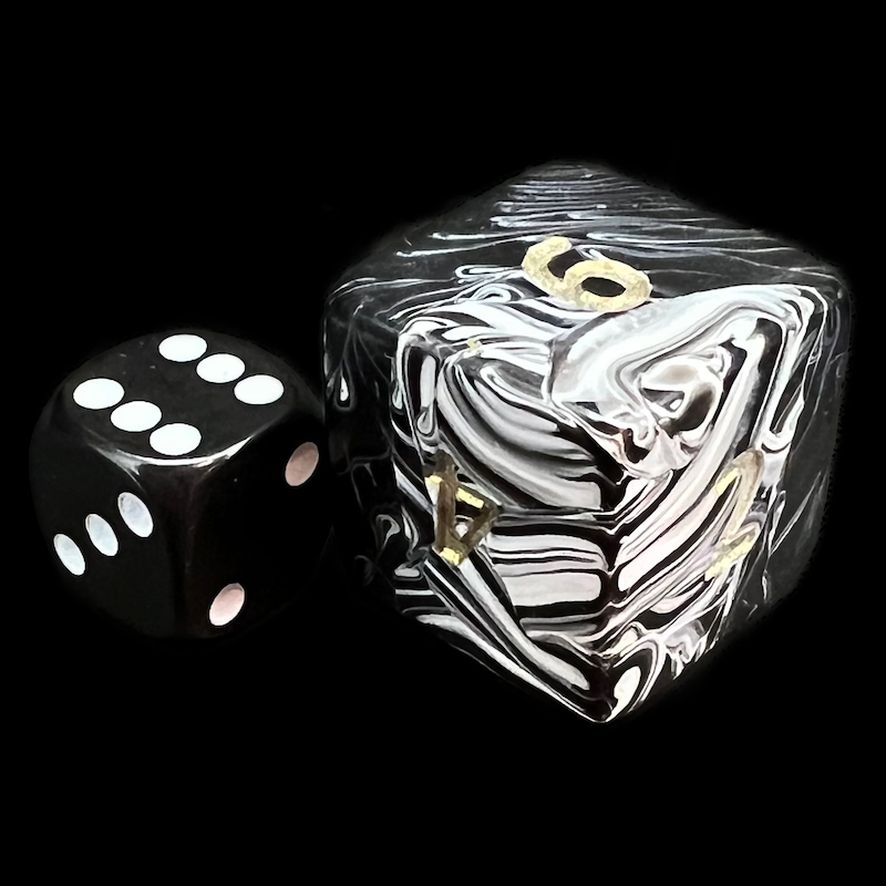 D&G Marble Black & White JUMBO 34mm D6 Dice