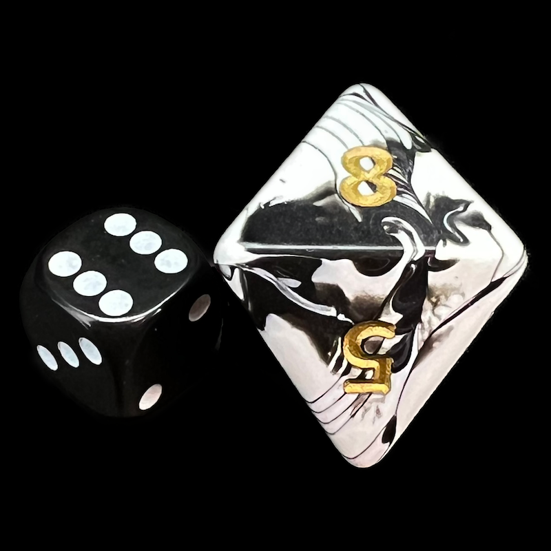 D&G Marble Black & White JUMBO 34mm D8 Dice