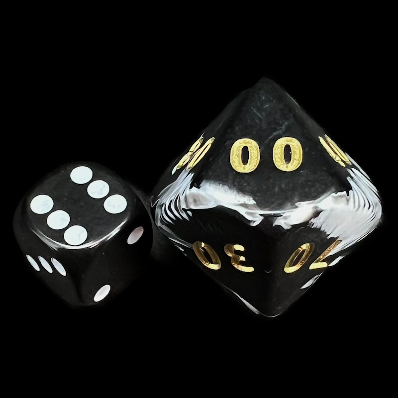D&G Marble Black & White JUMBO 34mm Percentile Dice