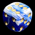 D&G Marble Blue & White 15mm D6 Spot Dice
